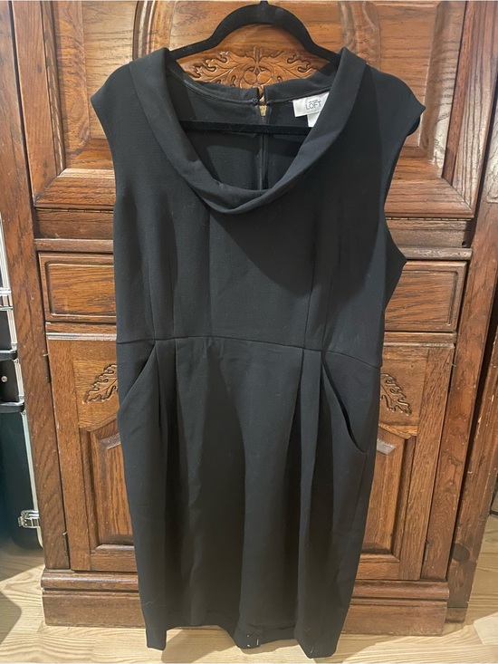 LOFT Dresses & Skirts - LOFT Black Sleeveless Cowl-Neck Sheath Midi Dress, Size 14, NWT